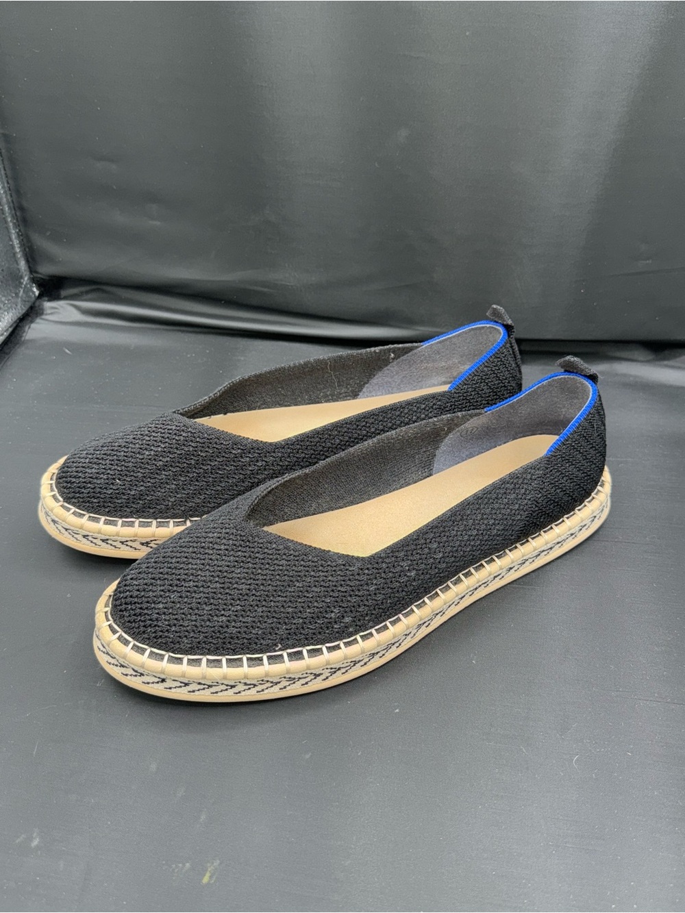 Rothy's The Espadrille Black Knit Platform Slip On Flats Women's Size 11 - Picture 5 of 9